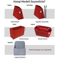 Çanta Organizer - ZİPTERRA- Renk: Gri (Longchamp çantaya uygun)