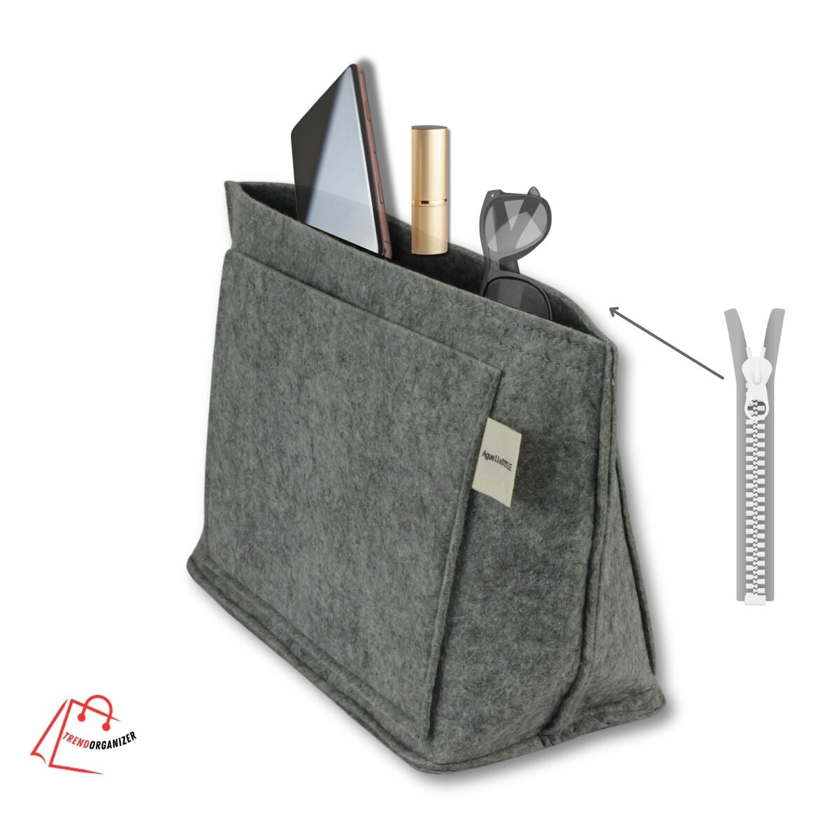 Çanta Organizer - ZİPTERRA- Renk: Gri (Longchamp çantaya uygun)